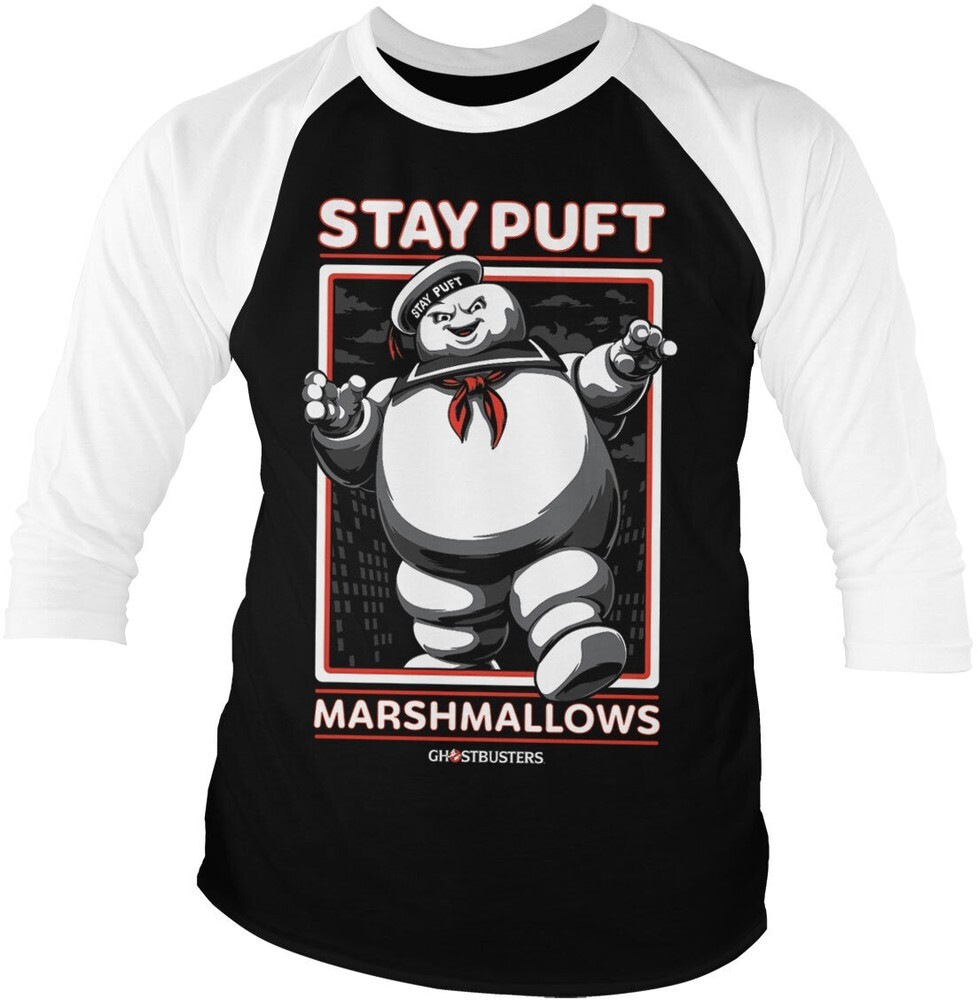 Бейсбольная футболка Ghostbusters Stay Puft Marshmallows с длинным рукавом и 3/4, белая-Bla