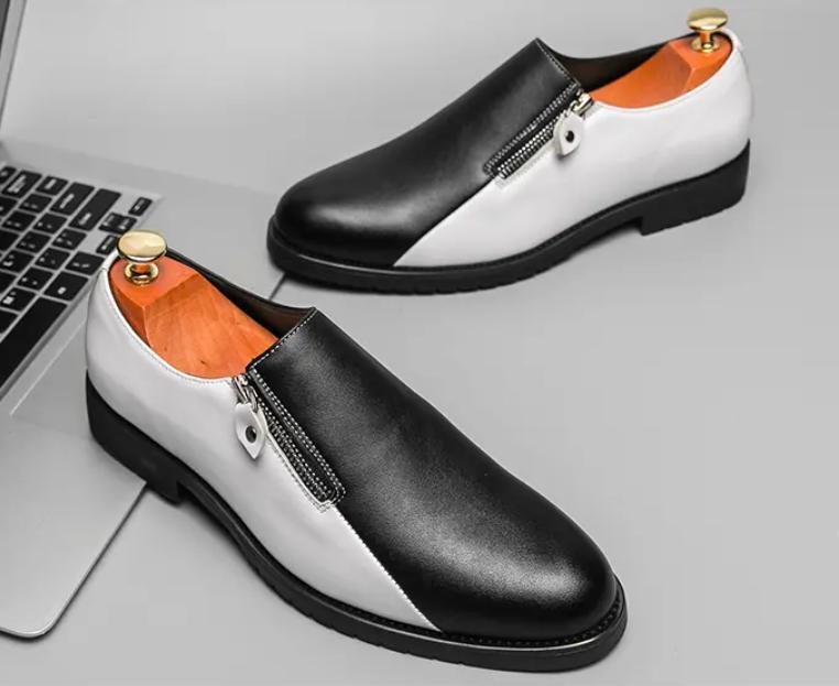 SAOLA Scarpe eleganti da uomo britanniche multicolore punta a punta taglie forti business cerniera chic