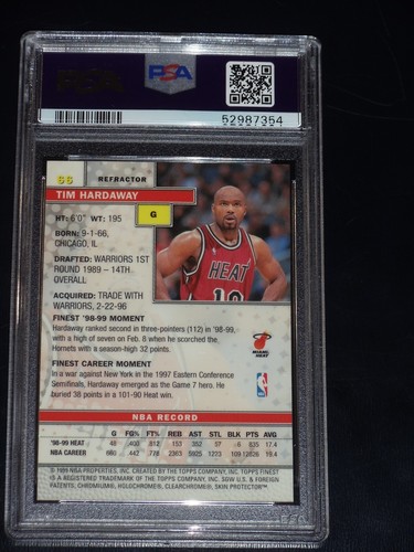 1999 Finest Tim Hardaway Refractor PSA 8 NM-MINT #66 RARE Undergraded Looks Mint - Picture 2 of 2