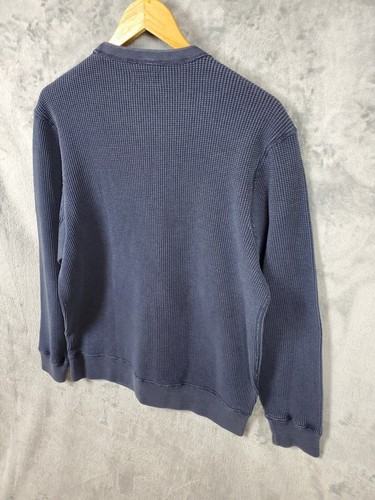 Wallace and Barnes Sweater Men's L Navy Pullover Waffle Knit Stretch Casual - Picture 10 of 13