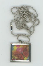 Butterfly 1960's VARI-VUE Motion Animation Lenticular in Metal Framed Necklace