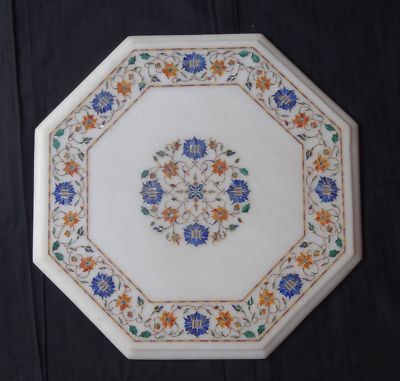 20'' Marble Table Top floral marquetry  Pietra Dura Inlay Handmade Art Work 