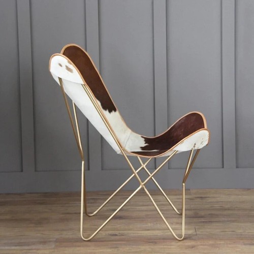 Vintage Piel Vacuno Mariposa Adorno Silla Cena Relax Traviesa Asiento Plegable - Imagen 4 de 12