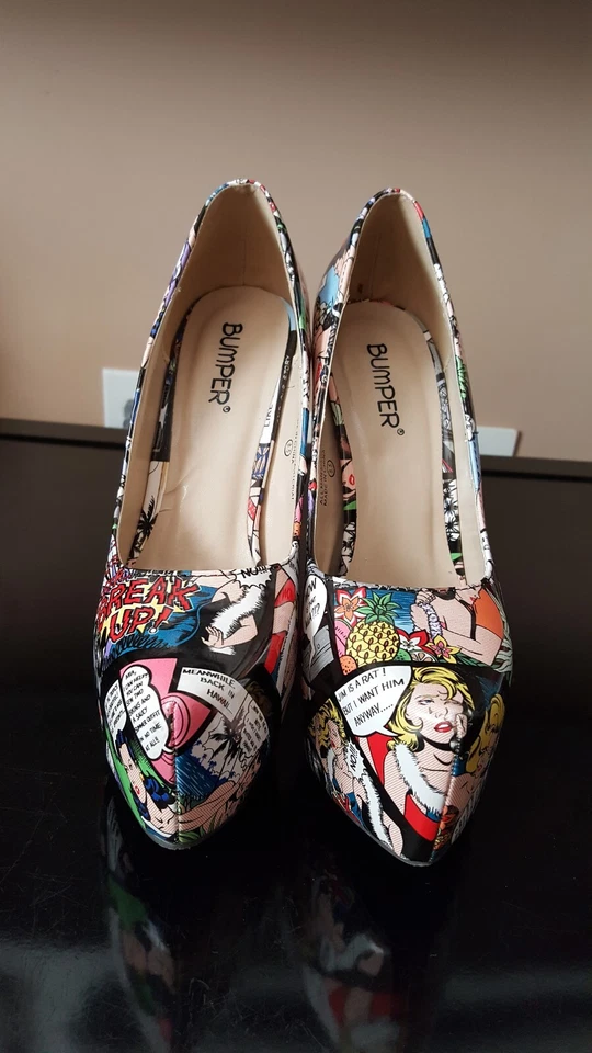 Bumper Brand Womens Comic Book Print High Heel Stiletto Pumps Shoes Sz 8.5 US - Image 3 of 4