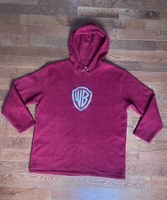 Vintage 90s Warner Bros Studio Store Looney Tunes Embroidered Fleece Hoodie Sz L