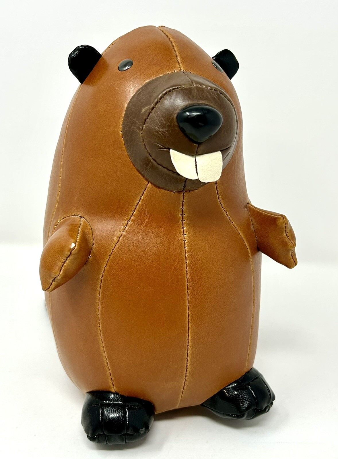 Zuny Bookend Beaver Weighted Bookend Doorstop Decor Tan Brown Faux