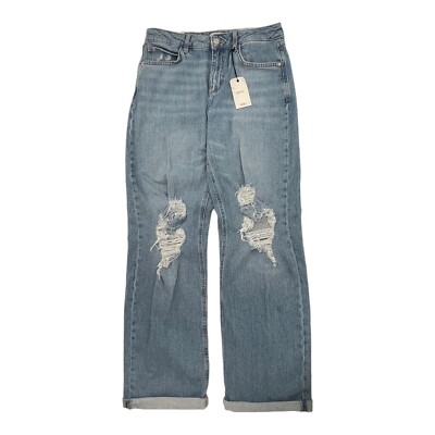 Forever 21 90s Fit Straight Leg Jeans Distressed Pinched Light