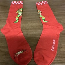 1 Pair Teenage Mutant Ninja Turtles Crew Socks Sz 6-12 Nickelodeon Red Mike TMNT