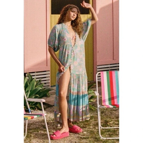 Spell & The Gypsy ~ Hibiscus Lane Button Gown Dress XL ( + XXL ) AUS 16 US 12 - Picture 4 of 17