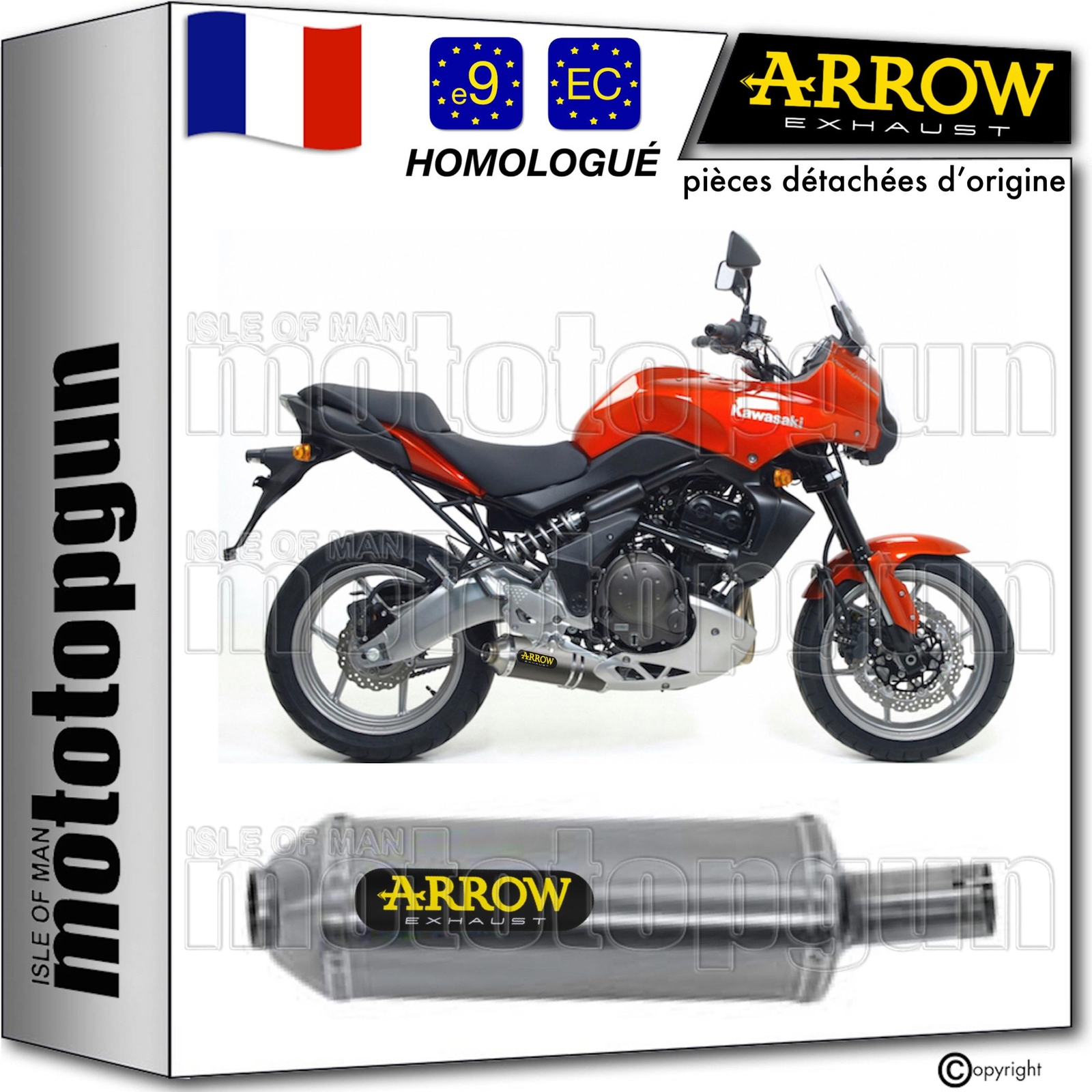 Pot echappement homologue Arrow Maxi Race-Tech Kawasaki Versys 650 2012 silencieux moto
