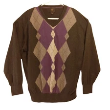 F/X Fusion sweater mens XL Xlarge gray purple v-neck long sleeve light weight