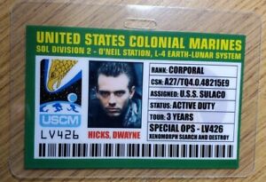 Aliens Identification Badge-Colonial Marines Caporal Hicks Cosplay Prop Costume