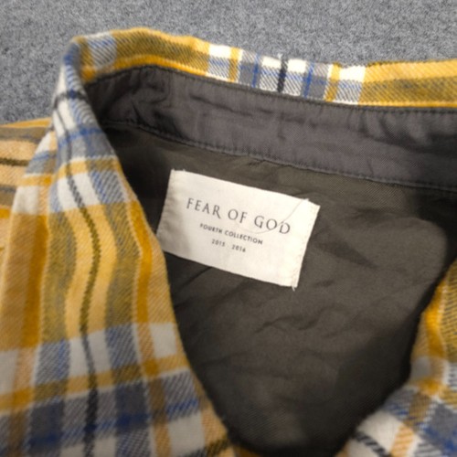 Fear Of god Shirt Mens LARGE yellow fourth collection flannel sleeveless size L - Picture 2 of 10