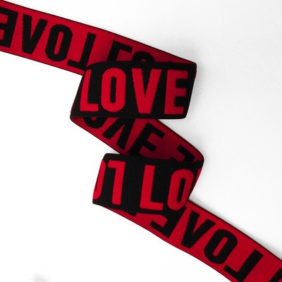 1-1/2'' (40mm) Love Elastic Stretch Ribbon Trim by 4-Yards, 11609