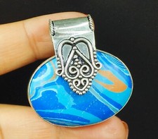 Natural Calsilica Oval Gemstone 925 Sterling Silver Women's Pendant