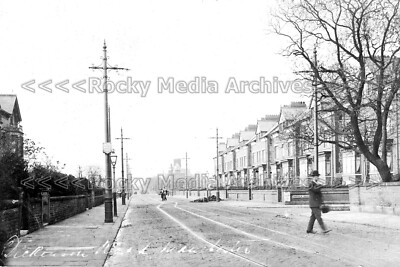 Qkk-2 Straßenbahnhaltestelle, Ashfield Grove, Dickenson Road, Manchester 1904. Foto
