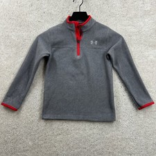 Under Armour Fleece Sweater Boys Size 6 Gray T Zip Long Sleeve Performance
