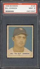 1949 Bowman #129 Bill Johnson PSA 9 New York Yankees