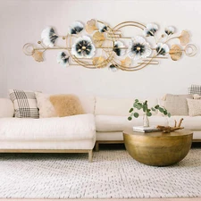 65" Oversized Ginkgo Leaf Metal Wall Decor for Living Room Large Metal Wall Art-