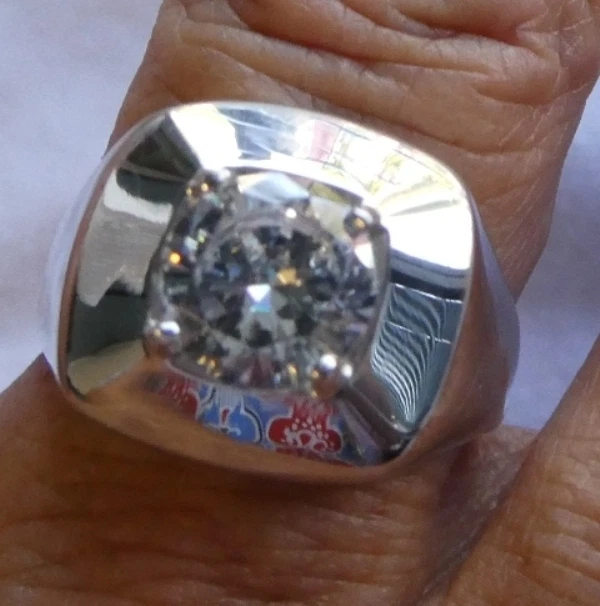 3 Kt Sfavillanti Uomo Elegante Anello Superiore Vintage Czsterling Argento - Immagine 2 di 4