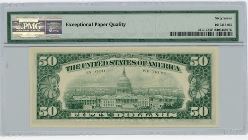Fr. 2117-C $50 1969C Federal Reserve Note Philadelphia #DC-2467 67 EPQ PMG - Picture 2 of 2