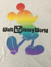 Walt Disney World Gray Rainbow Mickey Mouse Pride Month Short Sleeve Shirt XL