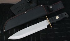 15 Classic Bowie Modern Large Brass Hilt Rubber Handle Heavy Duty Sheath Sharp