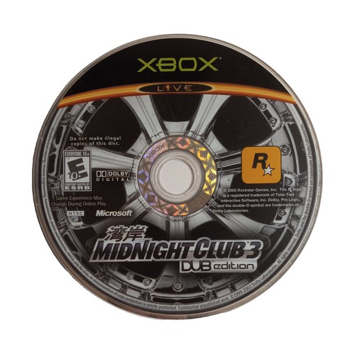 Midnight Club 3: Dub Edition (Original Xbox) Black Label Disc Only