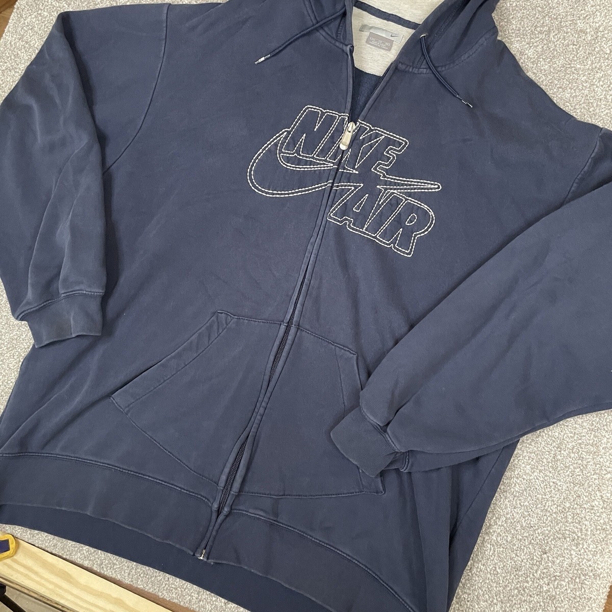 Nike ジップパーカー double zip hoodie ネイビー y2k Nike Hoodie Men XXL Blue Navy Full Zip Sweatshirt Y2K Gray