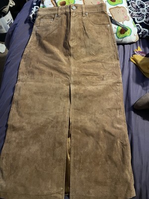 NWT BlankNYC Colab Free People Sold Out 100% Leather Suede Midi Skirt Size 25/2