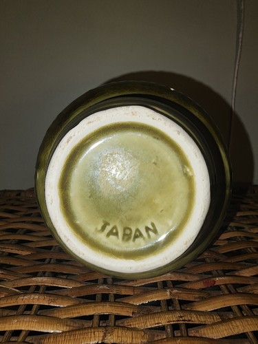 Vintage Made in Japan Keramik Vase grün Mitte des Jahrhunderts - Bild 8 von 8