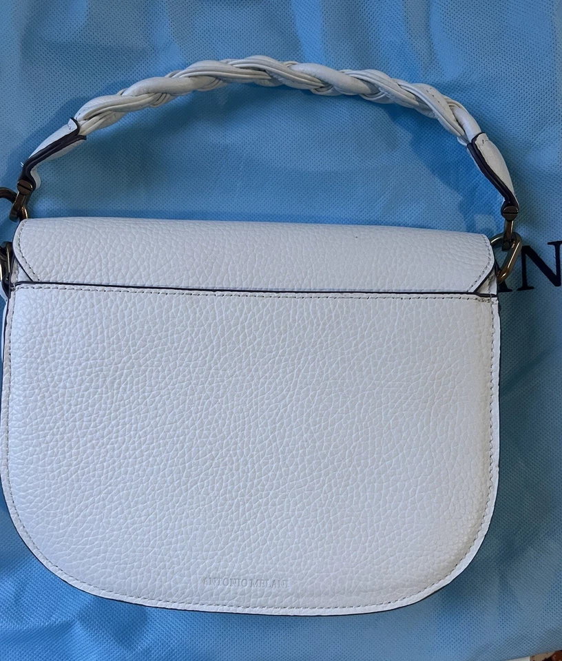 Cartera de cuero Antonio Melani blanca con correa bandolera desmontable solo usada 1x Foto 4 de 4