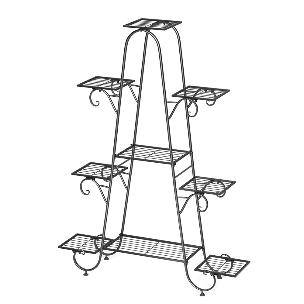 9 Tier Metal Plant Stand Tall Flower Pot Display Rack Shelf Indoor