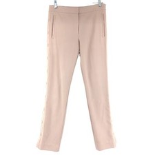 Tibi Womens Size 2 Anson Cropped Pant Button Split Cuff Ivory Stretch