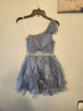 Windsor Glitter Ruffle Mini Fit & Flare Dress One Shoulder Women Junior Sz 5/6