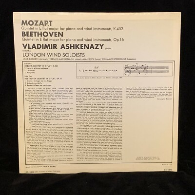 LONDON CS 6494 - MOZART & BEETHOVEN Quintets - ASHKENAZY, London