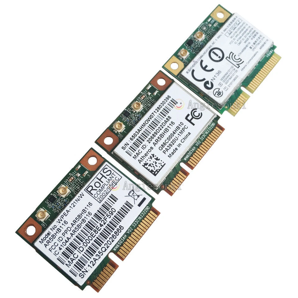 ATHEROS AR5BHB116 AR9382 DUAL BAND 300Mbps 802.11n WiFi Mini PCI-E Wireless Card - Image 2 of 3