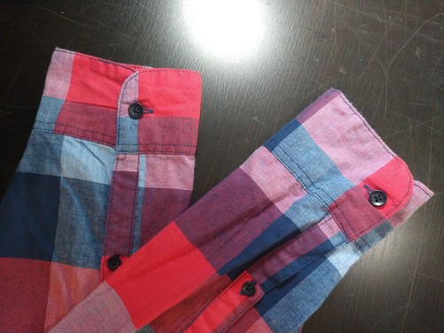 NWT men's HOLLISTER red/blue plaid button front casual shirt - size XXL - Picture 8 of 10