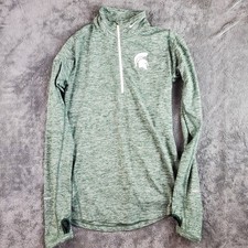 Nike Pullover Womens S Green Michigan State Spartans Dri-Fit 1/4 Zip Top NCAA