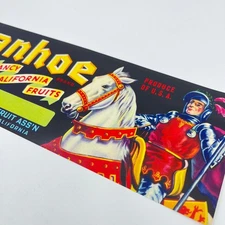 IVANHOE Fancy California Fruits Crate Label Knight on Horse CA FL3