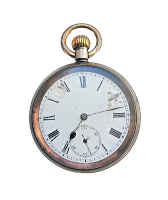 Antike Herren General Hebel Schweizer Rotguss Taschenuhr FUNKTIONIERT