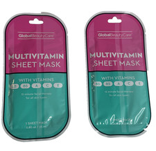 Global Beauty Care Sheet Face Mask 2 Pack Multivitamin B3 B5 A C E