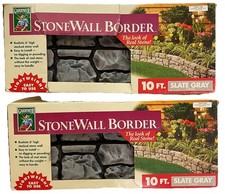 (2) Gardeneer Brand StoneWall Border Slate Grey 10' x 6" Faux Stone-New