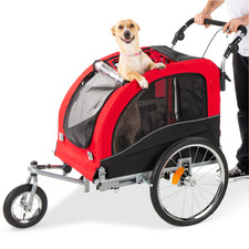 2-In-1 Dog Bike Trailer, Pet Stroller Bicycle Carrier W/ Hitch, Brakes, Visibili