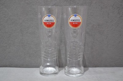 2x Amstel One Pint 20oz Bierglas geprägt nukleiert BRANDNEUES DESIGN 2025 M25