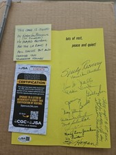 Norm van brocklin signed get well soon card JSA certification