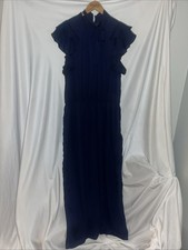 Express XL Tall Gown Dress Whistles Ruffle Sleeve Navy
