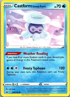 Castform Snowy Form 034/198 Common Chilling Reign Pokemon Near Mint