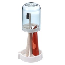Toothbrush Holder with Cup Cover, Toothpaste Organizer Transparent Blue 