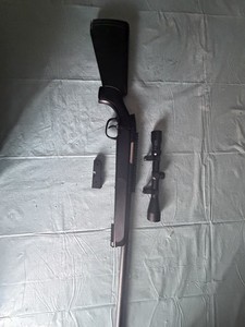 Black Spring Airsoft Rifle with Scope and Magazine